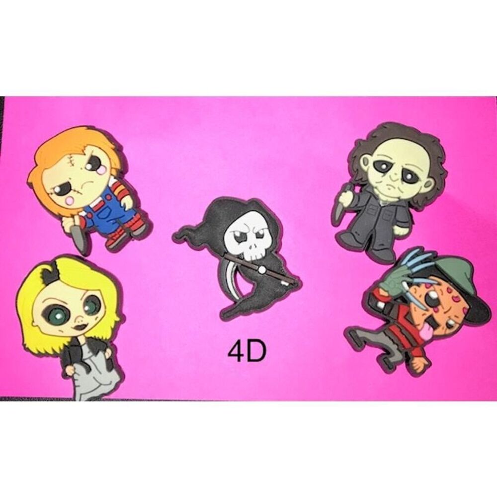 Charms/Shoe Charms, Backpack, Bag, Purse  Scary Movie Halloween Theme 5 Pcs/4D